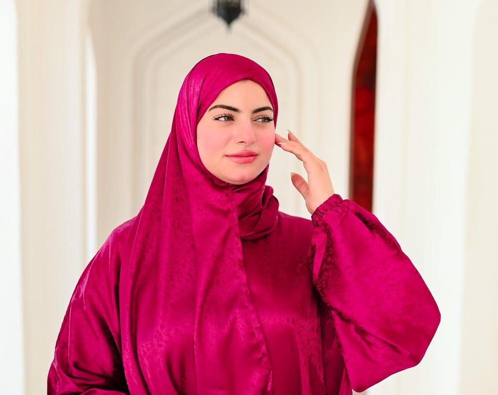 Nayla Satin Prayer Dress - Luxury Full-Length Isdal, Modest Prayer Scar