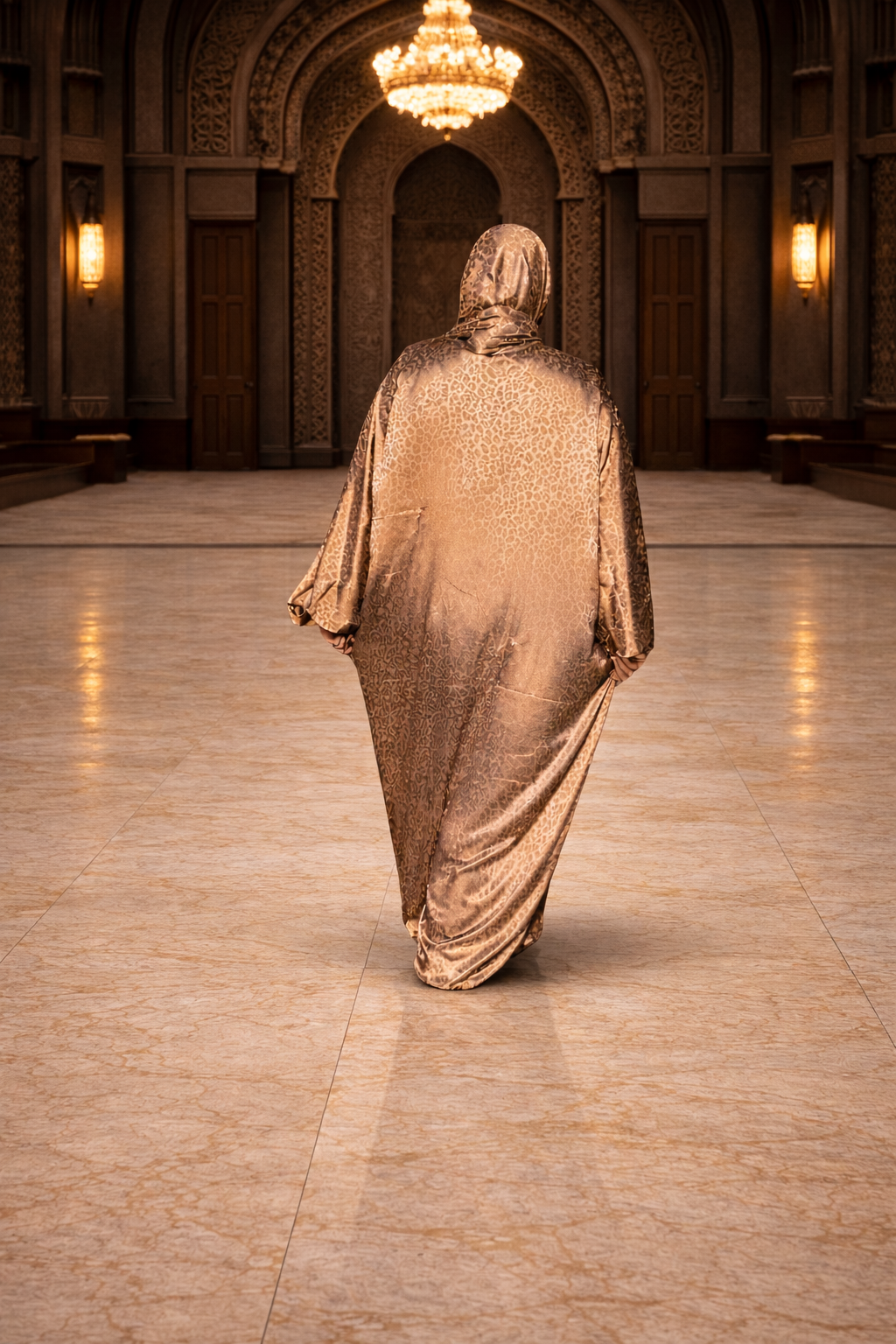 Farida Satin Prayer Dress - Full Length Slip-On Coverage, Modest Prayer Dress with Scarf