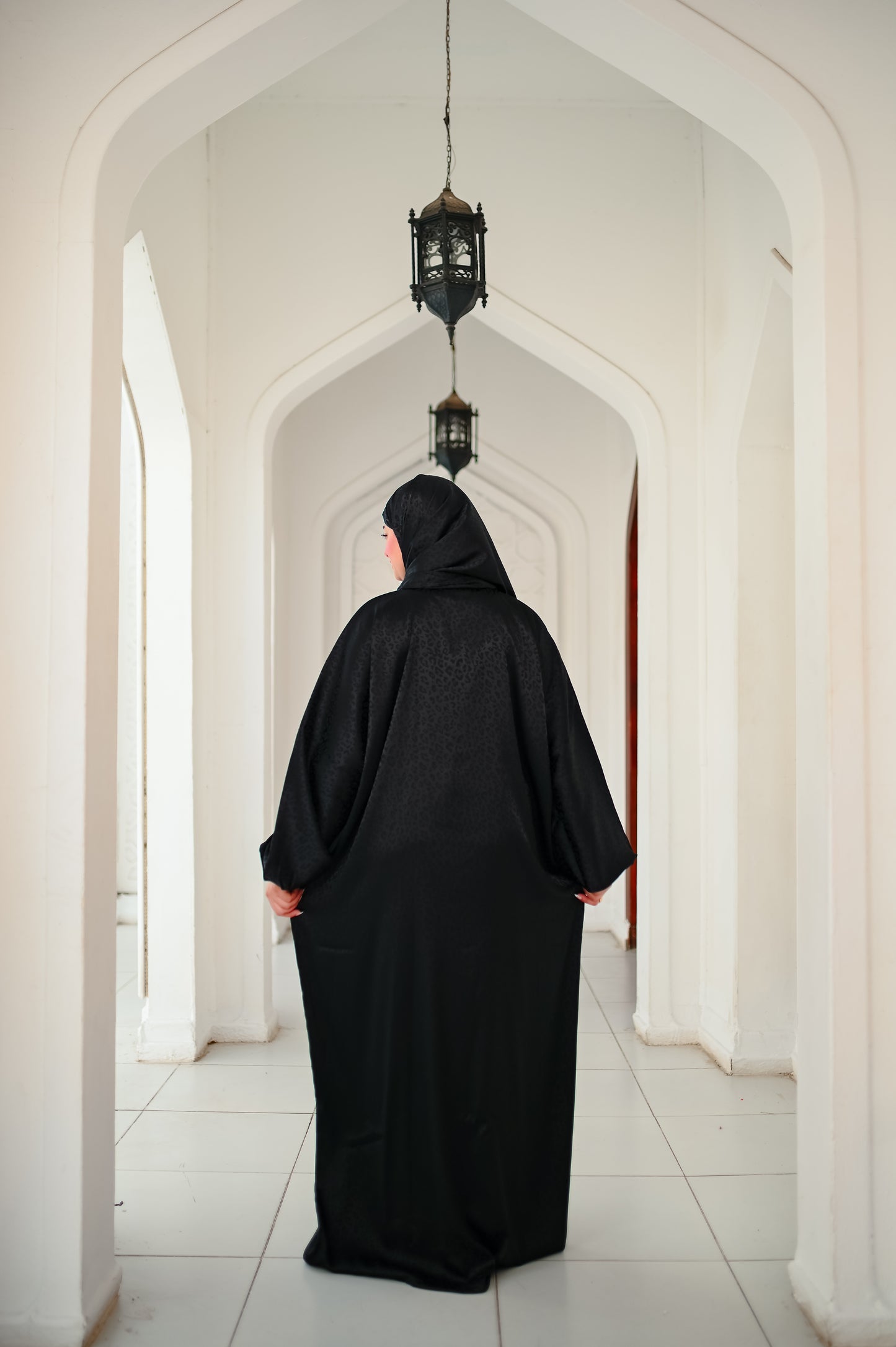 Farida Satin Prayer Dress - Luxury Full-Length Isdal, Modest Prayer Dress with Scarf