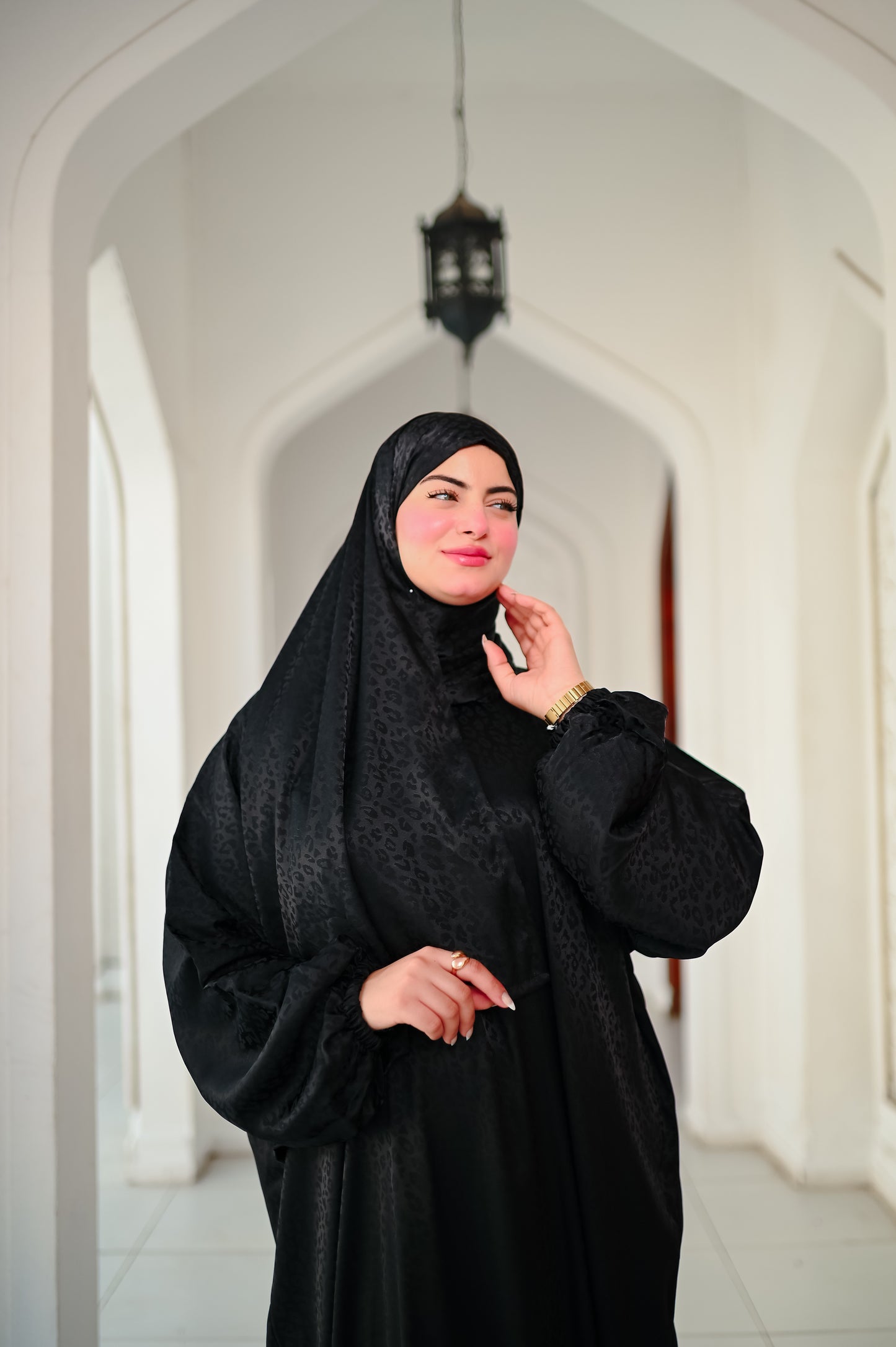 Farida Satin Prayer Dress - Luxury Full-Length Isdal, Modest Prayer Dress with Scarf