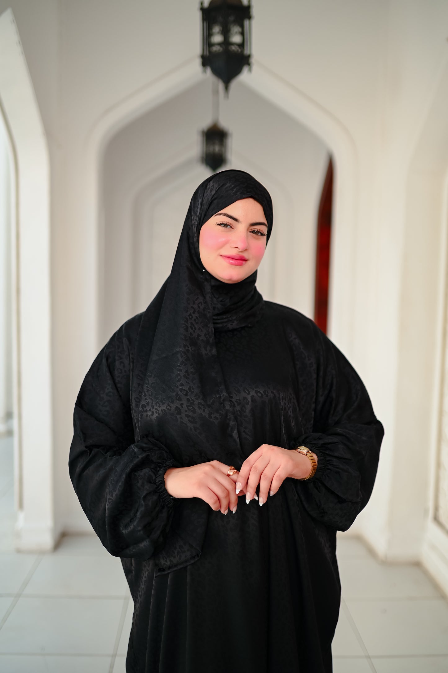 Farida Satin Prayer Dress - Luxury Full-Length Isdal, Modest Prayer Dress with Scarf