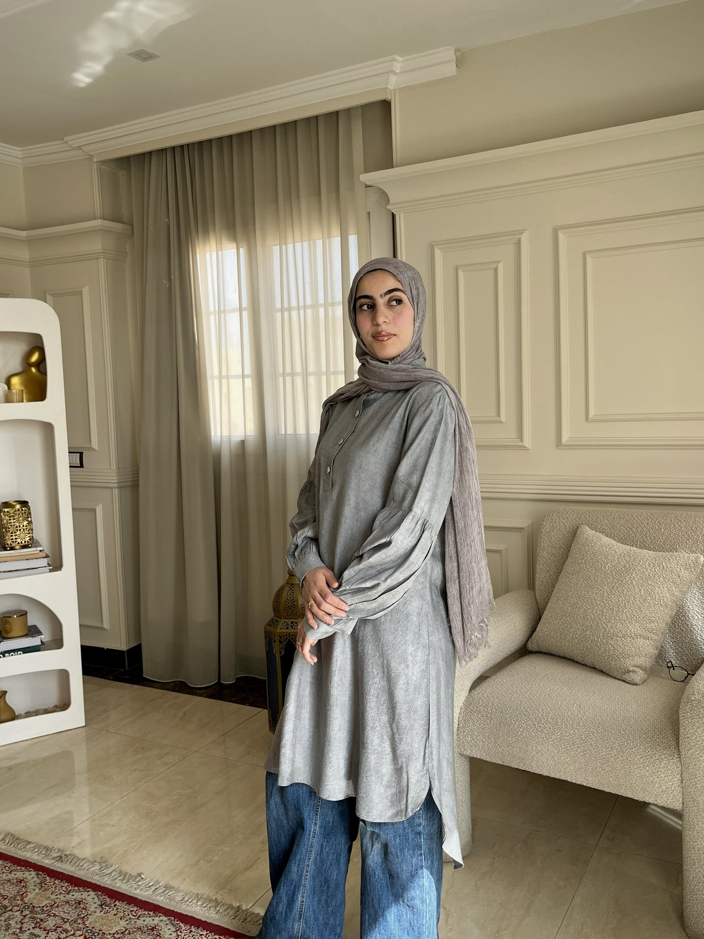 Linen Blend Modest Tunic — Breathable Summer Coverage | Made in Egypt