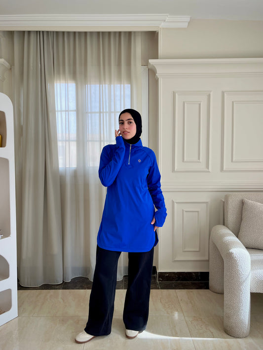 Modest Activewear Zip Top – Longline Workout & Lounge Tunic | Performance Sports Top