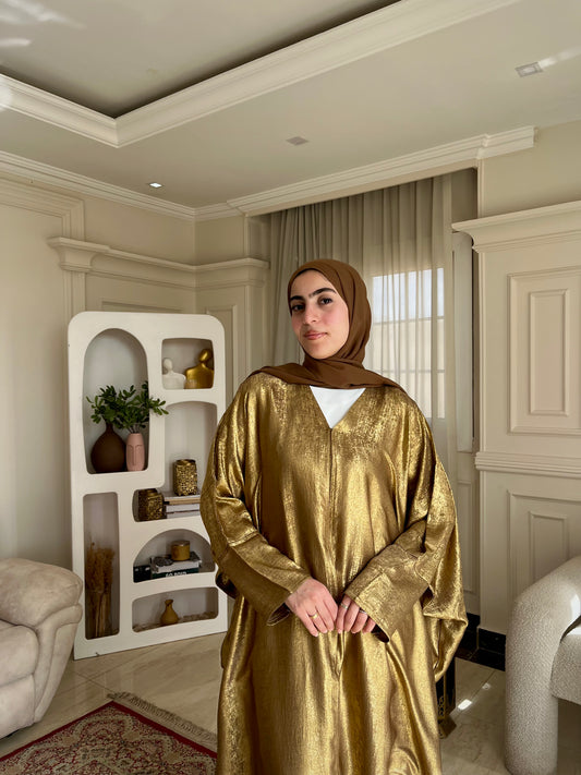 Dahabia Abaya – Gold Shimmer Butterfly Cut
