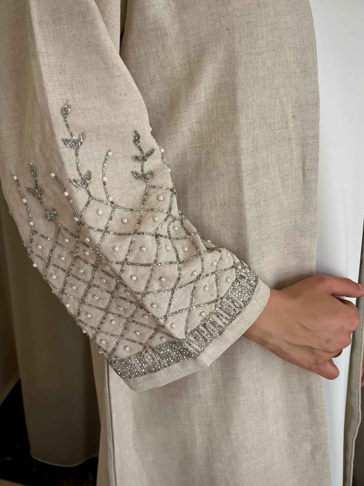 Cleopatra Linen Abaya Set – Luxury Pure Linen Abaya with Inner Dress & Chiffon Hijab