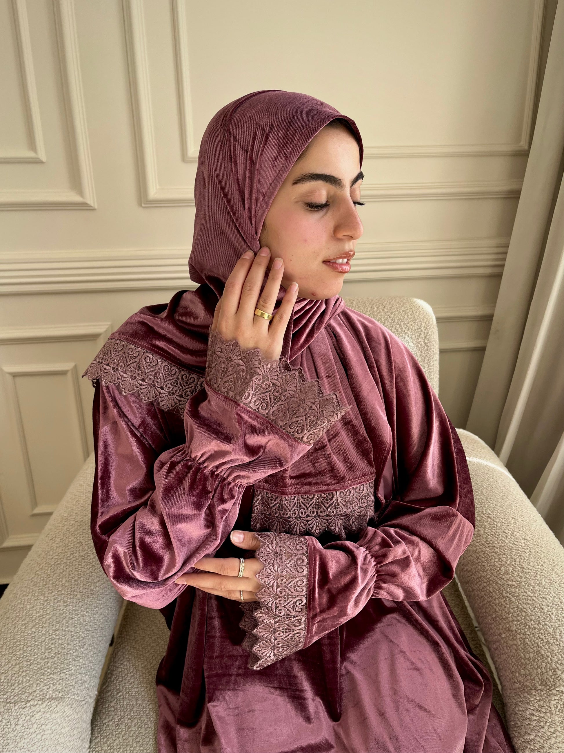 luxury prayer dress Maroon Luxury Crepe Prayer Dress