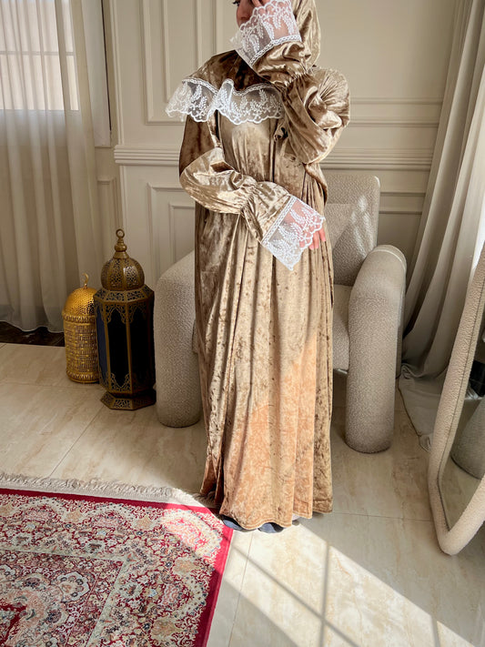 Jangah Velvet Lace Prayer Isdal — Luxury Ramadan and Eid Prayer Set