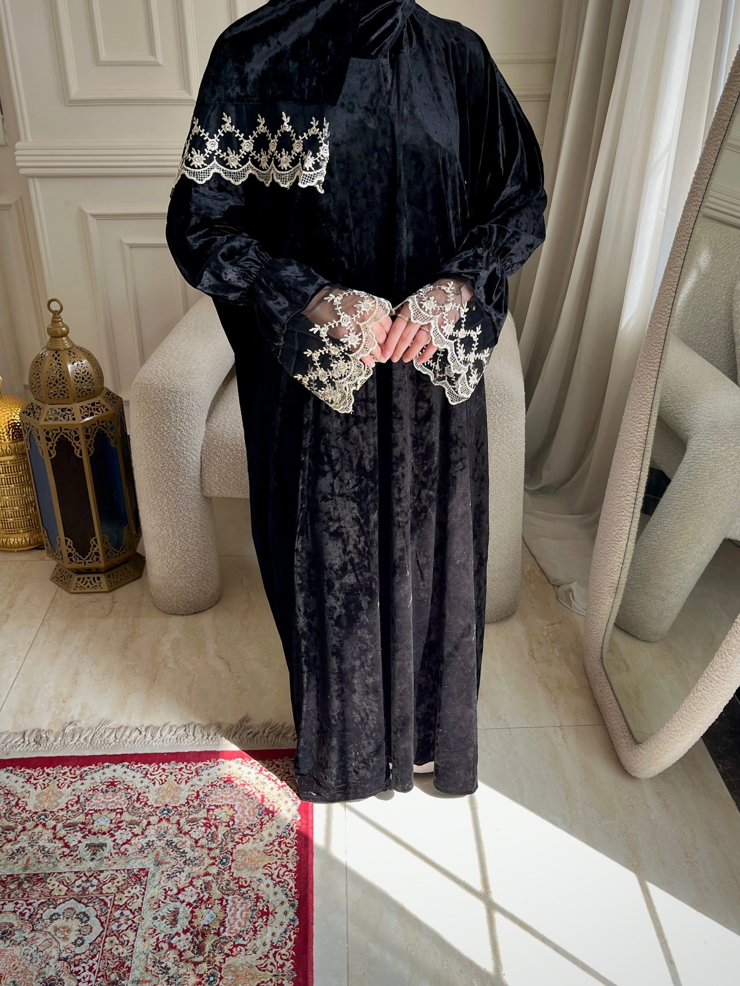 Jangah Velvet Lace Prayer Isdal — Luxury Ramadan and Eid Prayer Set