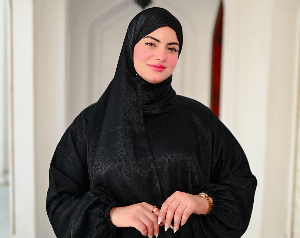 Farida Satin Prayer Dress - Luxury Full-Length Isdal, Modest Prayer Dress with Scarf